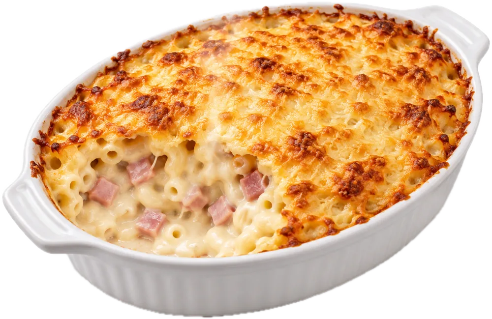 Macaroni met hesp en kaas